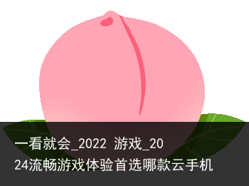 一看就会_2022 游戏_2024流畅游戏体验首选哪款云手机