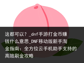 这都可以？_dnf手游打金币赚钱什么意思_DNF移动版新手淘金指南：全方位云手机助手支持的高效刷金攻略