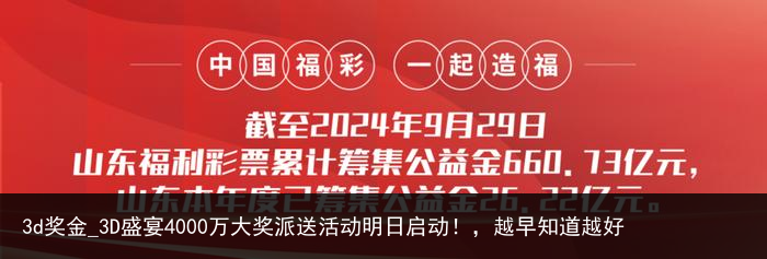 3d奖金_3D盛宴4000万大奖派送活动明日启动！，越早知道越好