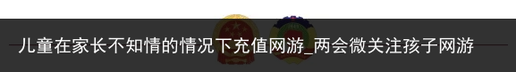 儿童在家长不知情的情况下充值网游_两会微关注孩子网游充值家长不知情网游公司应否退款，不要告诉别人