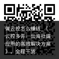 做云控怎么赚钱_《云控多开：出海社媒应用的高效解决方案》，全程干货
