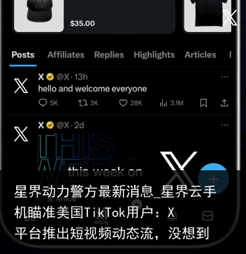 星界动力警方最新消息_星界云手机瞄准美国TikTok用户：X平台推出短视频动态流，没想到