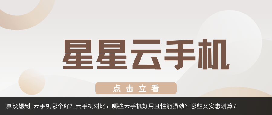 真没想到_云手机哪个好?_云手机对比：哪些云手机好用且性能强劲？哪些又实惠划算？