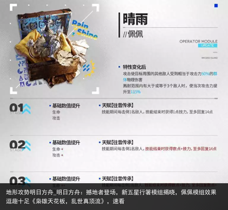 地形攻势明日方舟_明日方舟：撼地者登场，新五星行箸模组揭晓，佩佩模组效果逗趣十足《枭雄天花板，乱世真顶流》，速看